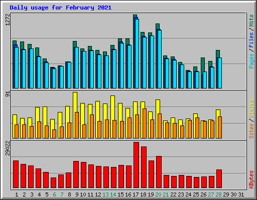 Daily usage for February 2021